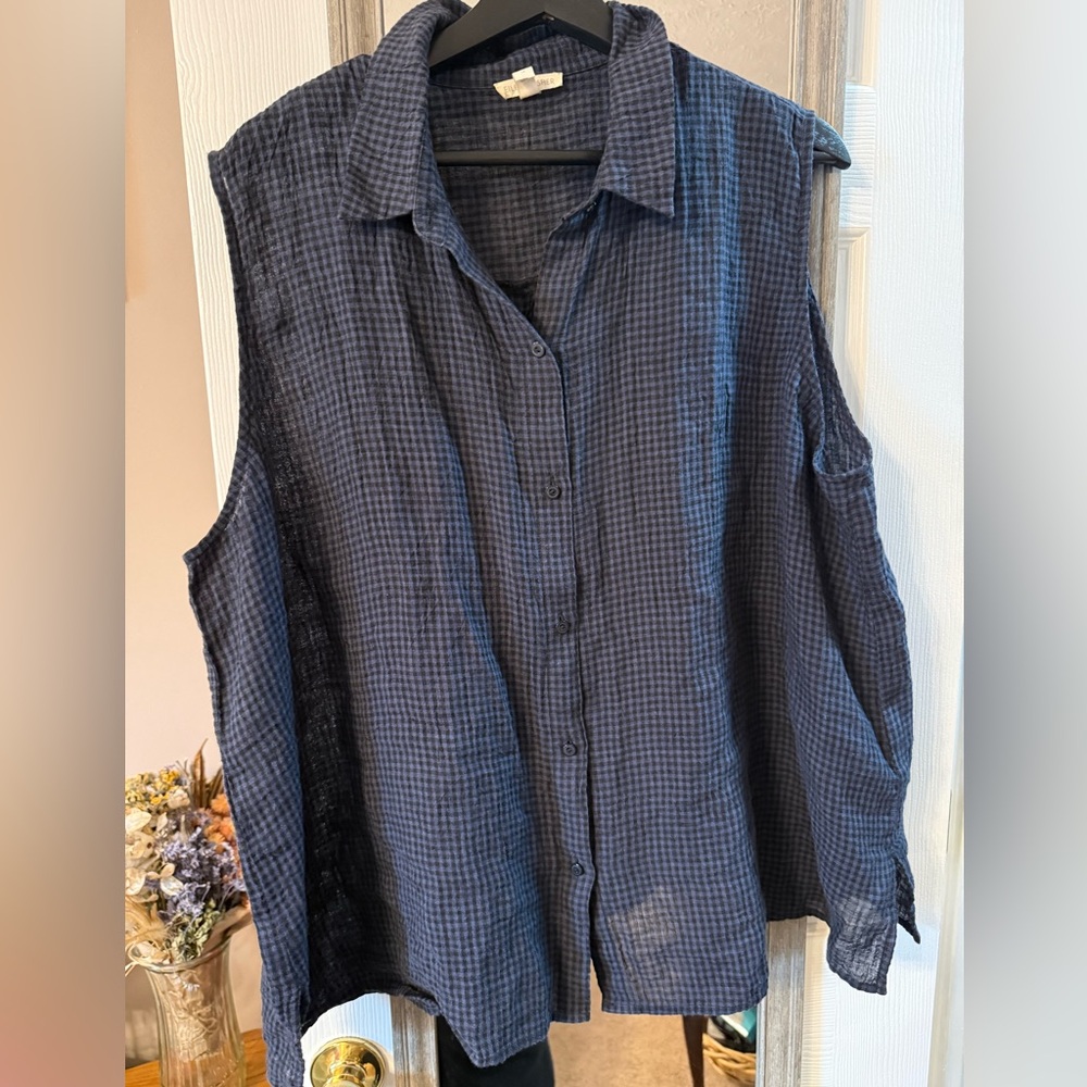 Eileen Fisher Linen Boxy Button Up